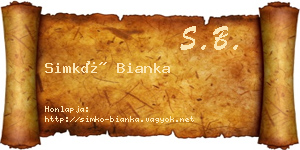 Simkó Bianka névjegykártya